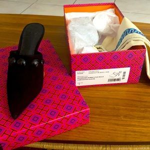 Georgina 80MM stud mule Lancaster suede